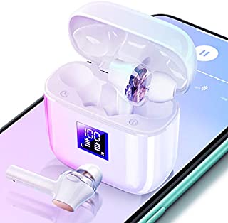 Best Sound Quality Bluetooth 5.0 Wireless Earbuds with  Dual Drivers Speakers,IPX7 Waterproof TWS Stereo Headphones in Ear Built in Mic Headset Premium Sound with Deep Bass for SportWhite