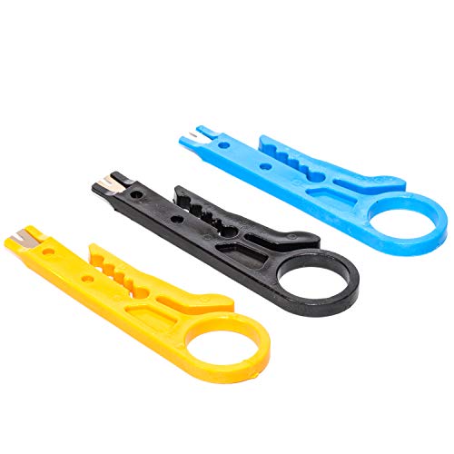 LINKOMM 3-Pack Ethernet Network Mini Wire Stripper and 110 Blade Punch Down Tool