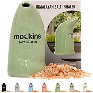 mockins Easy to Use Ceramic Salt Inhaler and Includes Pure Himalayan Pink Salt - Green Color | Asthma and Allergy Relief