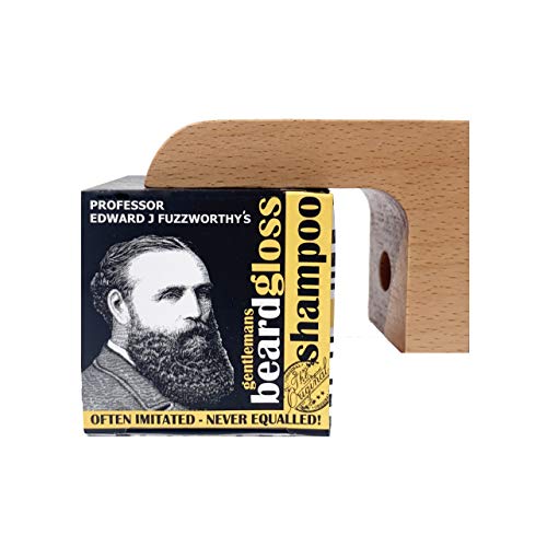 Professor Fuzzworthy's Beard Shampoo & Magnetic Soap Holder Men's Grooming Gift Kit | 100% Natural Beard Wash - Eco Friendly Wooden Soap Dish Dispenser for Shower Bath Kitchen | Organic Essential Oil