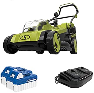 Sun Joe 24V-X2-17LM 48-Volt 17-Inch Mulching Walk-Behind Lawn Mower w/Grass Catcher, Kit (w/ 2X 4.0-Ah Battery and Charger)