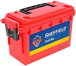 Sheffield 12636 Field Box, Pistol, Rifle, or Shotgun Ammo Storage Box, Tamper-Proof Locking Ammo Can, Water Resistant, Made in The U.S.A, Stackable, Red