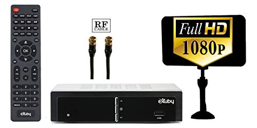 Exuby Digital Converter Box for TV with Antenna and RF Cable for Recording and Viewing Full HD Digital Channels - Instant or Scheduled Recording, 1080P HDTV, HDMI Output, 7 Day Program Guide