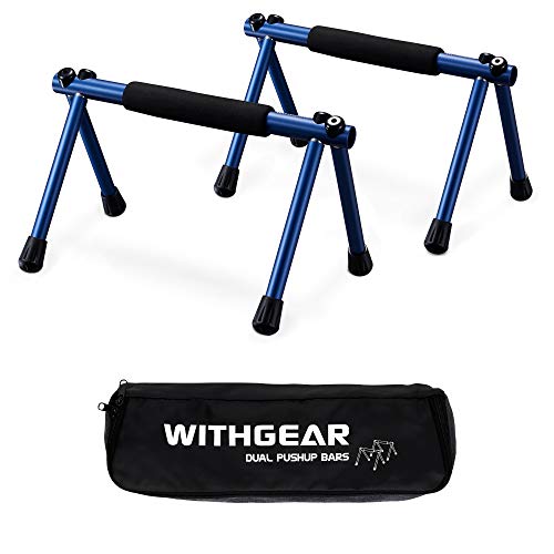 Withgear Folding Push Up Bar - Portable and Lightweight Sturdy Duralumin Metal Push Up Bars and Indoor and Outdoor Parallette Bar for Men and Women