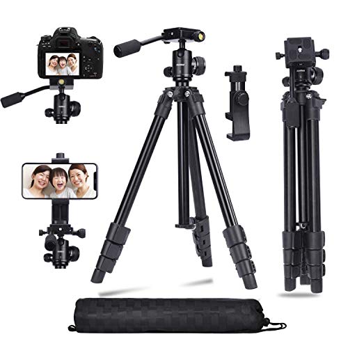 Abithid Camera Tripod DSLR Stand, Phone Holder Tripod, Compact Light Video Vlog Blogging Stand with Quick Plate and 360°Panorama Ball Head for Travel