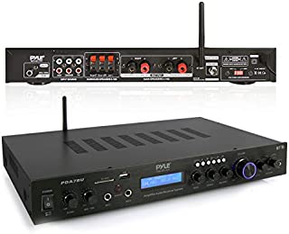 Pyle - 5 Channel Rack Mount Bluetooth Receiver, Home Theater Amp, Speaker Amplifier, Bluetooth Wireless Streaming, MP3/USB/SD/AUX/FM Radio, 200 Watt, w/ Digital ID3 LCD Display from - PDA7BU,Black