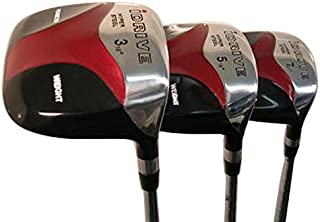 Senior Men's iDrive Red Square Anti-Slice Draw Fairway 3 5 7 Wood Set Golf Clubs, Right Handed Senior Flex with Premium Men's Arthritic Grip