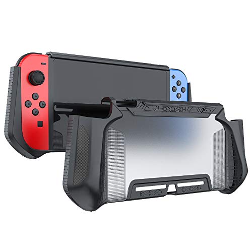 Sendyou Dockable Case for Nintendo Switch TPU+PC Grip Protective Cover Case Compatible with Switch Console and Joy-Con Controller (Black)