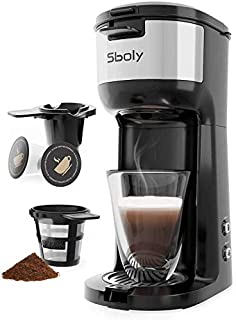 Sboly Single Serve Coffee Maker Brewer for K-Cup Pod & Ground Coffee Thermal Drip Instant Coffee Machine with Self Cleaning Function, Brew Strength Control