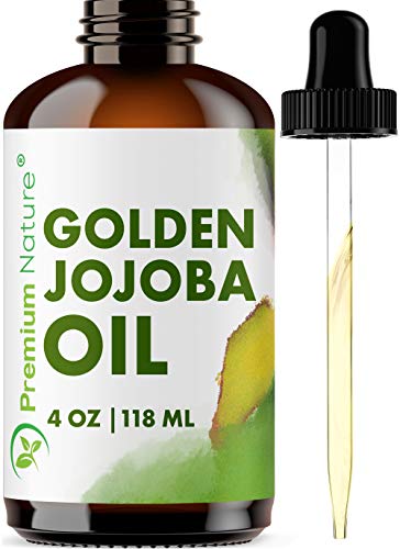 Jojoba Hair Face Carrier Oil - Pure Jojoba Oil Organic Cold Pressed Unrefined Jojoba Carrier Oil for Essential Oils Mixing Facial Skin Cuticle Lip Nail Moisturizer Frizzy Hair Growth Jojoba Oil 4 oz