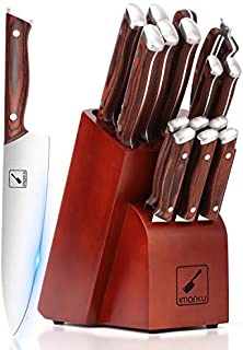 Japanese Knife Set, imarku 16-Piece Professional Kitchen Knife Set with Block, Chef Knife Set with knife rod, German Stainless Steel Kitchen Knives