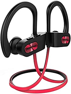 Mpow Flame Bluetooth Headphones V5.0 IPX7 Waterproof Wireless Headphones, Bass+ HD Stereo Wireless Sport Earbuds, 7-9Hrs Playtime, cVc6.0 Noise Cancelling Mic for Home Workout, Running, Gym Red