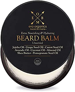 Era Organics Beard Balm & Leave In Conditioner  Premium USDA Organic Unscented Beard Balm for Beard Growth & Softer, Smoother, More Manageable Beard with Argan Oil, Jojoba Oil, Avocado Oil & More