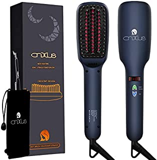 Ionic Hair Straightener Brush, CNXUS MCH Ceramic Heating + LED Display + Adjustable Temperatures + Anti Scald Hair Straightening Brush, Portable Frizz-Free Hair Care Silky Straight Heated Comb