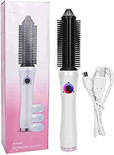 Cordless Hair Curling Iron Brush with Heated, 3 Gear Ajustable Ion Hot Hair Curler Wand Comb, USB Rechargeable Hair Wave Curling Styling Tools Curler