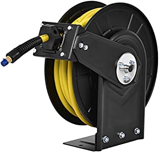 Goplus Air Hose Reel, Steel Compressor Hose Auto Rewind with Retractable 3/8