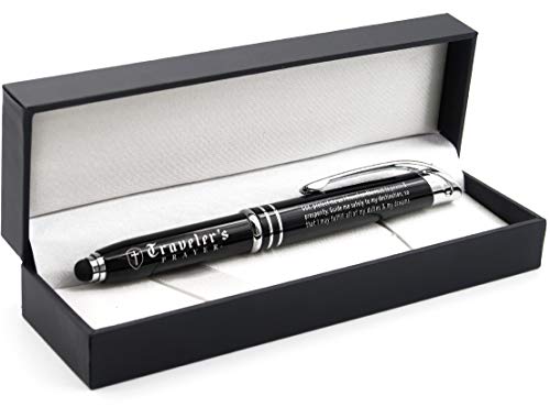 Traveler's Prayer Engraved Gift Pen - 3-in-1 Multi-function Pen with Flashlight, Writing Tip, and Stylus - Travel Gifts Accessories for Business Travelers, Truck Drivers, Pilots, Flight Attendants