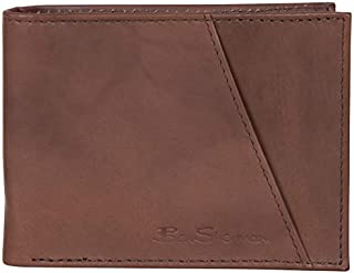 Ben Sherman Men's Manchester Bifold Full-Grain Leather RFID Minimalist Gift Box, Marble Brown Wallet, Slim Wallet