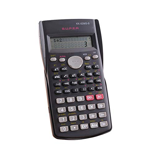 2-Line Engineering Scientific Calculator LCD Display Function Student Test Portable Math Calculator for Home School Office - Black