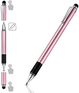 Stylus Pens for Touch Screens, Capacitive Stylus Pen with Ballpoint Pen Disc Fiber Mesh Tip, Writing and Drawing Fine Point Stylus for Ipad, Tablet, iPhone, Chromebook -Rose Gold