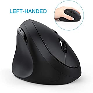 Left-Handed Mouse, Jelly Comb Wireless 2.4GHz Left Hand Ergonomic Vertical Mouse with USB Receiver, Sensitive and Quiet Click MV09E