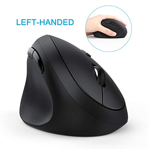 Left-Handed Mouse, Jelly Comb Wireless 2.4GHz Left Hand Ergonomic Vertical Mouse with USB Receiver, Sensitive and Quiet Click MV09E