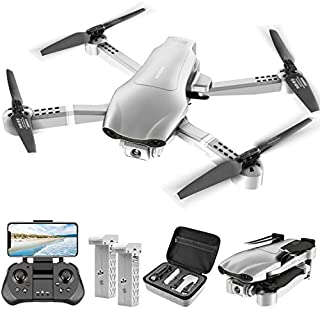 4DRC F3 GPS Drone with 4K Camera for Adults ,Foldable Drone with 5GHz FPV Live Video RC Quadcopter with Auto Return Home, Follow Me,Dual Cameras,Waypoints, Headless Mode, 2 Batteries and Carrying Case