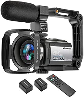 Video Camera Camcorder 4K 60FPS kicteck Ultra HD Digital WiFi Camera 48MP 3 inch Touch Screen Night Vision 16X Digital Zoom Recorder with External Microphone, Remote Control, Lens Hood, Stabilizer