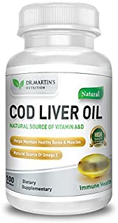 COD Liver Oil | 100 Softgels | Natural Source of Omega 3 Fatty Acids | Triple Strength | Best Immune Health, Healthy Bones & Muscles Dietary Supplement | (100 Softgels) (100)