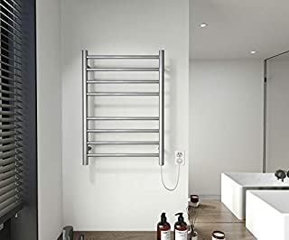 SHARNDY Electric Towel Warmer Rack Brushed Nickel ETW44 Stainless Steel 4+4 Heated Bars Towel Drying Rack Heated UL Certificate 