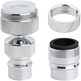 2 PACK Dishwasher Faucet Adapter, Dishwasher Snap Adapter Connection, One with Swivel Ball Joint and The Other One with Faucet Aerator, 15/16-27Male Outside and 55/64-27Female Inside, Chrome