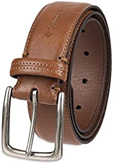 Columbia Men's Trinity Logo Belt-Casual Dress with Single Prong Buckle for Jeans Khakis, Tan, 36