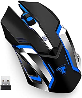 Uciefy X96 Wireless Gaming Mouse, Rechargeable Silent Mouse 4 Breathing Led Light Optical Mice with Nano USB Receiver, 3200 DPI High Precision Laser for Computer/Laptop/Mac/PC (Black)