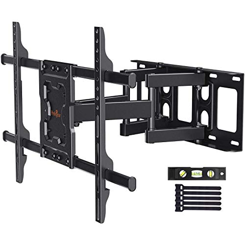 Perlegear Full Motion TV Wall Mount Bracket Dual Articulating Arms Swivels Tilts Rotation for Most 37-75 Inch LED, LCD, OLED Flat&Curved TVs, Holds up to 132lbs, Max VESA 600x400mm