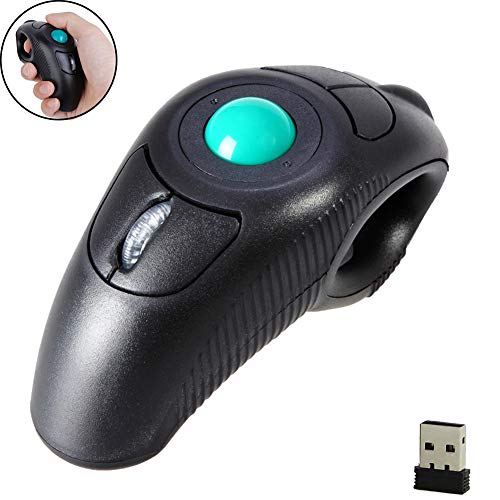 EIGIIS 2.4G Ergonomic Trackball Handheld Finger USB Mouse Wireless Optical Travel DPI Mice for PC Laptop Mac Left and Right Handed