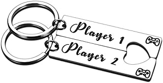 Couple Keychain Gamer Lover Gifts for Boyfriend Girlfriend Husband Wife Fiance Fiancee Player 1 Player 2 Keychain for Him Her Birthday Anniversary Valentine's Day Birthday Jewelry Gifts