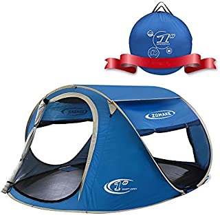 ZOMAKE Pop Up Tent 3 4 Person, Beach Tent Sun Shelter for Baby with UV Protection - Automatic and Instant Setup Tent for Family (Blue)