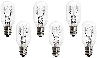 6 Pack 15 Watt E12 Socket Salt Lamp Bulbs,Replacement Incandescent Bulbs for Himalayan Salt Rock Lamps and Plug in Night Lights