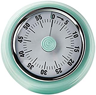 OBO No Battery Mechanical Kitchen Timer Powerful Magnet Countdown Cute Loudly Alarm time Manager for Cooking Wind up(Green)