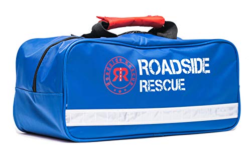 Roadside Emergency Assistance Kit - Packed 110 Premium Pieces & Rugged Bag - Car, Truck & RV Kit with Heavy Duty Jumper Cables  Heavy Duty Tow Strap  Safety Triangle  First Aid & more