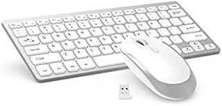 Wireless Keyboard Mouse, Jelly Comb 2.4GHz Ultra Thin Compact Portable Small Wireless Keyboard and Mouse Combo Set for PC, Desktop, Computer, Notebook, Laptop, Windows XP/Vista / 7/8 / 10 (Silver)