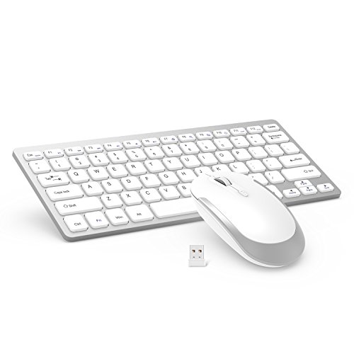 Wireless Keyboard Mouse, Jelly Comb 2.4GHz Ultra Thin Compact Portable Small Wireless Keyboard and Mouse Combo Set for PC, Desktop, Computer, Notebook, Laptop, Windows XP/Vista / 7/8 / 10 (Silver)