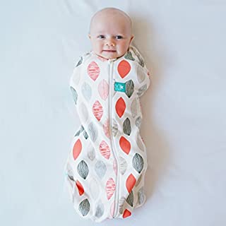 ergoPouch 0.2 tog Cocoon Swaddle Bag- 2 in 1 Swaddle Transitions into arms Free Wearable Blanket Sleeping Bag. 2 Way Zipper for Easy Diaper Changes (Blush Leaf, 3-12 Months)