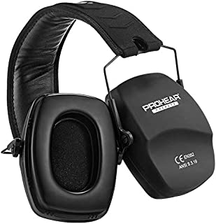 PROHEAR 016-Gel Shooting Ear Protection Safety Muffs with Gel Ear Seals, NRR 26dB Noise Reduction Slim Low Profile Passive Earmuffs, Light Weight Folding Hearing Protector for Airsoft, Hunting (Black)