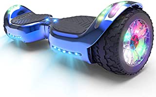 HOVERSTAR HS 2.0v Hoverboard All-Terrain Two Wide Wheels Design Self Balancing Flash Wheels Electric Scooter with Wireless Bluetooth Speaker and More LED Lights (Chrome Blue)