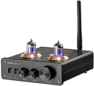 AIYIMA T2-PRO 6J1 Vacuum Tube Amplifier Stereo Power Amplifier 100W+100W 2 Channel Class D Digital Bluetooth 5.0 Receiver APTX for Home Passive Speaker System + DC19V Power Adapter