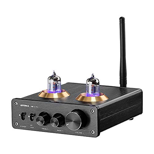 AIYIMA T2-PRO 6J1 Vacuum Tube Amplifier Stereo Power Amplifier 100W+100W 2 Channel Class D Digital Bluetooth 5.0 Receiver APTX for Home Passive Speaker System + DC19V Power Adapter