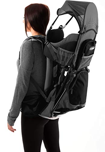 Premium Baby Backpack Carrier for Hiking with Kids  Carry your Child Ergonomically (Black/Grey)