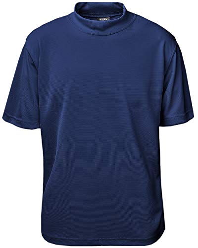 Akwa Men's Moisture Wicking Short Sleeve Mock Turtleneck T-Shirt Made in USA Lightweight Soft T-Shirt Navy
