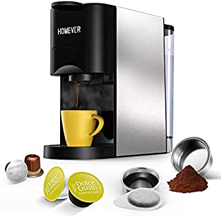 Espresso Coffee Maker, Homever Mini Single Serve Coffee Maker Dolce Gusto Coffee Machine Compatible with Nespresso, Dolce Gusto Capsule, Ground Coffee ,ESE Pods and Lungo,19 Bar High Pressure Pump.